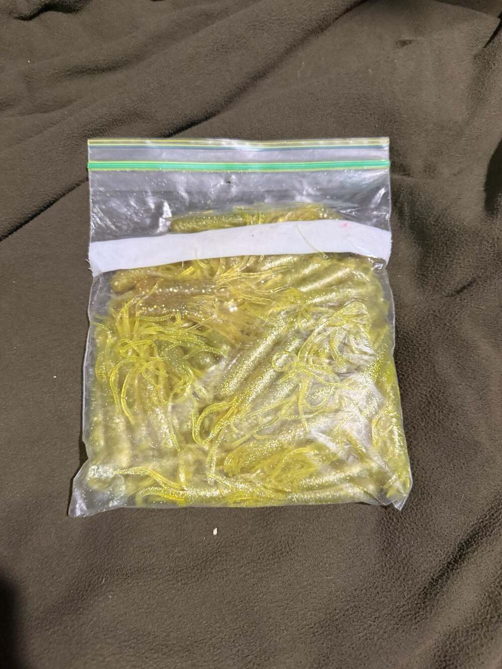 50 ct Lot of Yellow Glitter Soft Plastic Fishing Lures